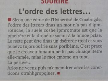 l'ordre des lettres